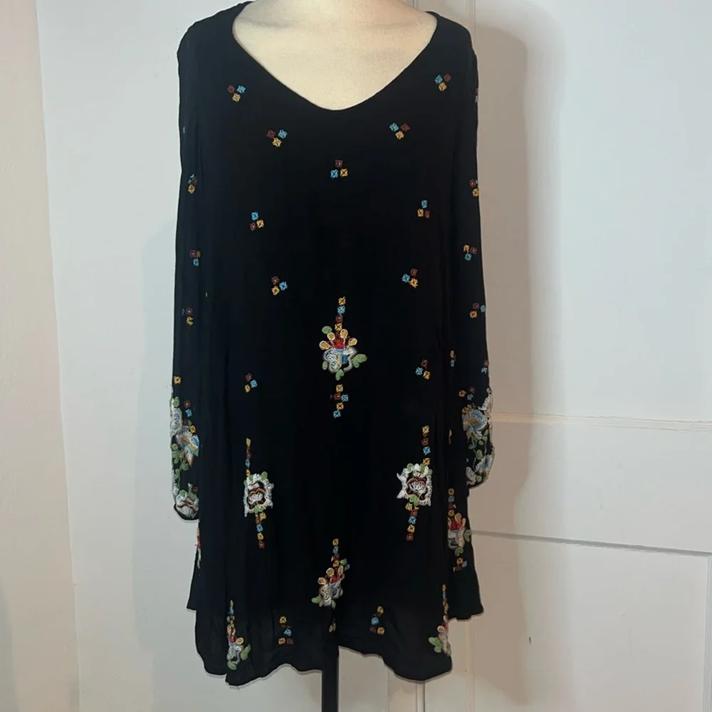 Free People Oxford embroidered boho swing dress - Picture 2 of 6